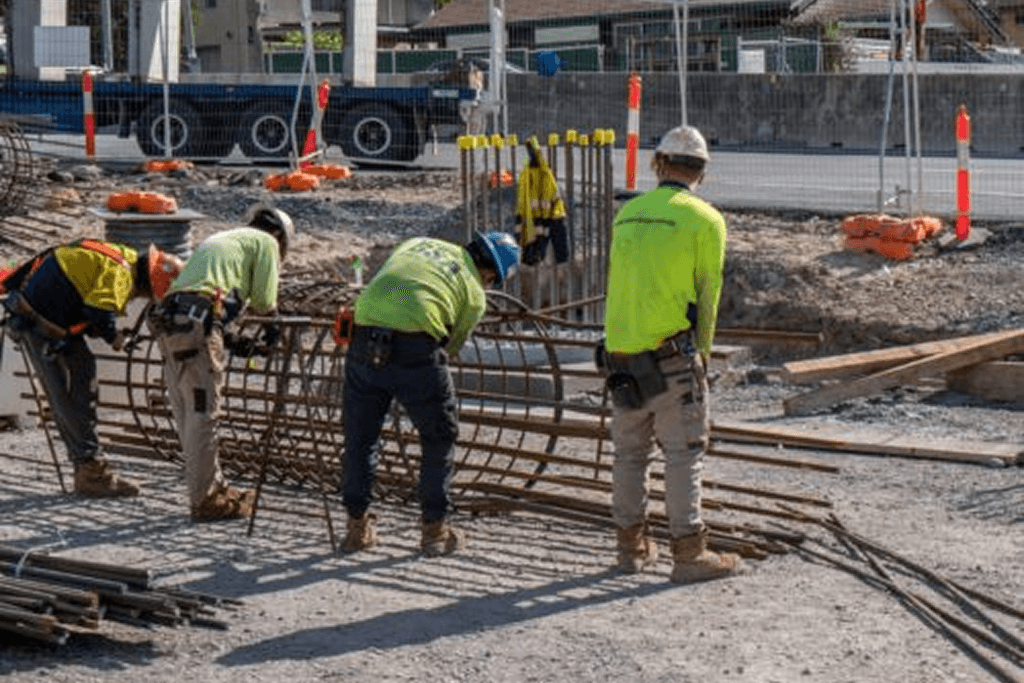 Time lapse camera captures construction workers at busy site