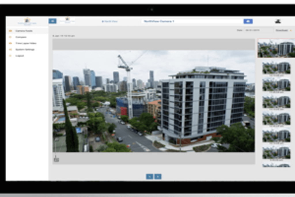 Time lapse camera capturing urban construction site progress
