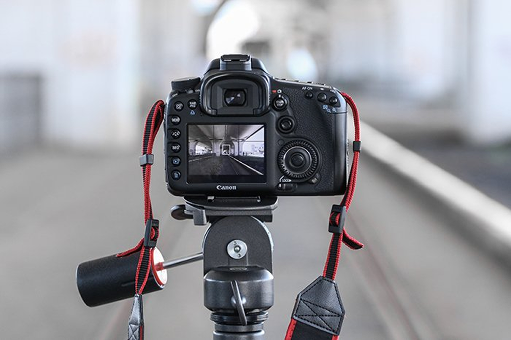 Time lapse camera set on tripod for outdoor photography