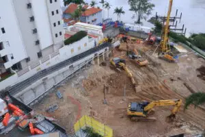 Timelapse camera monitoring multistorey building construction